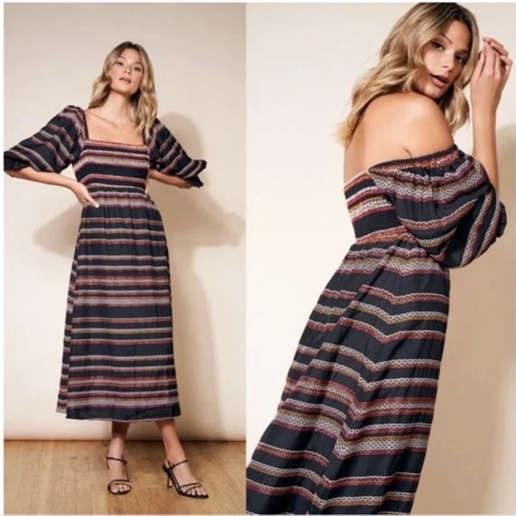 Anthropologie Dresses & Skirts - Anthropologie Hutch Reva Smocked Embroidered Maxi Dress Black XL